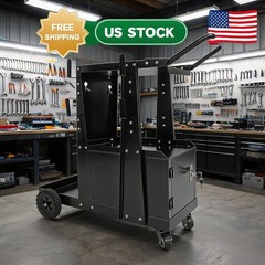 Welding Cart Lockable Cabinet, 2 Tier Heavy Duty Welder Cart for Mig Welder with