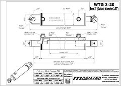 Hydraulic Cylinder Welded Double Acting 3″ Bore 20″ Stroke Tang WTG 3×20 NEW