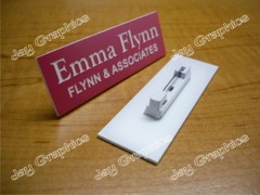 Custom Engraved 1″x3″ Name Tag ID Badge Label with Pin or Magnet Attachment