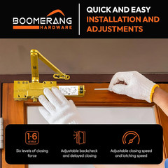 Satin Brass Heavy Duty Designer Door Closer – UL Fire Rated, Grade 1