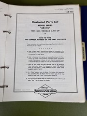 lot of 40 + vintage Briggs & Stratton Illustrated Parts List Manuals & Binder