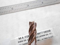 NEW M.A. FORD USA 8MM DIA. X 19MM LOC X 63MM OAL 4FL. CC CARBIDE SQUARE END MILL