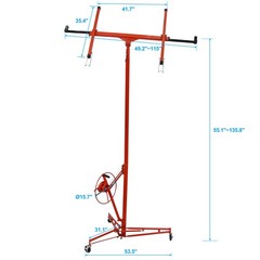 FOREOCELIV 11ft Drywall Lift Panel Hoist Jack Lifter 150 lbs Ceiling Wall Red