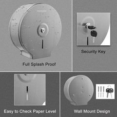 VANNSOO Commercial Jumbo Toilet Paper Dispenser Wall Mount 9 Inch Roll Brushed