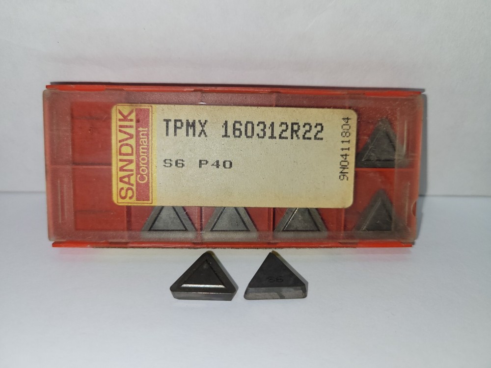 (10 Pk) Sandvik Triangle Carbide Inserts TPMX 160312R22 (TPMX 323) Grade S6 D2