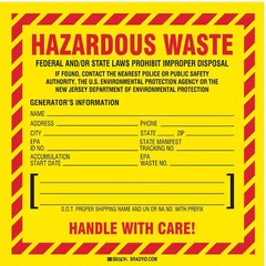 Brady 121144 Dot Handling Label, 6″ H, 6″ W, 121144, Pk100