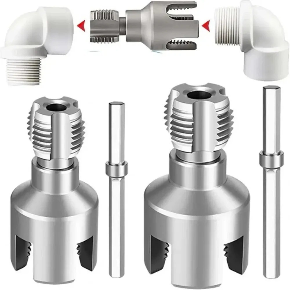 2Pcs 1/2”&3/4” Water Pipe Integrated Internal & External Pipe Threading Tool
