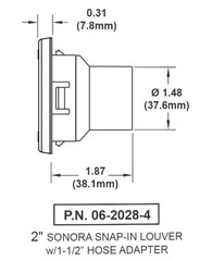 06-2028-4 Coyote 2″ Sonora Snap-In Louver W/ Retainer & 1.5″ Hose Adapter