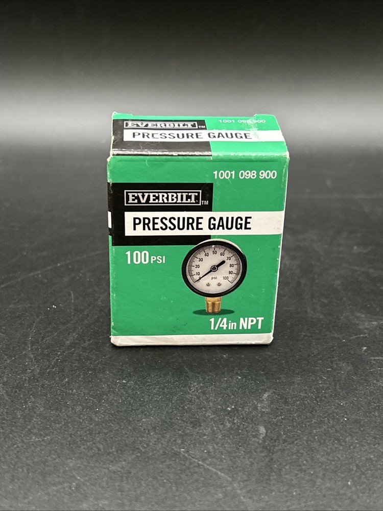 EVERBILT 100 PSI PRESSURE GAUGE WITH 1/4 INCH NPT LOWER CONNECTION