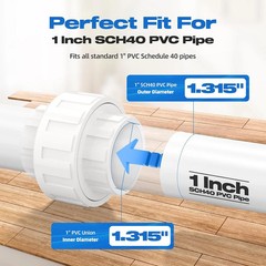 4 PCS 1″ PVC Union Coupling Pipe Fitting, Slip Joint Adapter PVC Connectors (Soc