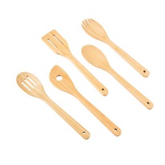 Mainstays 5 Pack Bamboo Cooking Spoons, Essential Kitchen Utensil Set