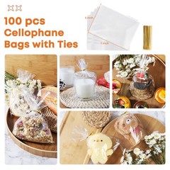 Cellophane Treat Bags 5×7 In 100 Pcs Individual Cookie Bags Small Plastic Cle…