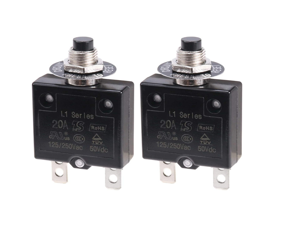 2PCS 20A Thermal Circuit Breaker Manual Reset Push Button Overload Protector