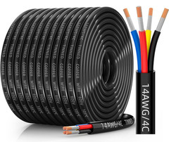 18 Gauge Wire 4 Conductor Electrical Wire, 18 AWG Tinned Copper Stranded PVC Cab