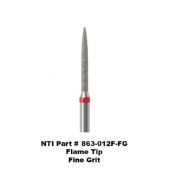 NTI Kerr 863-012F-FG Fine Grit Flame Tip Diamond Burs 5 Pk