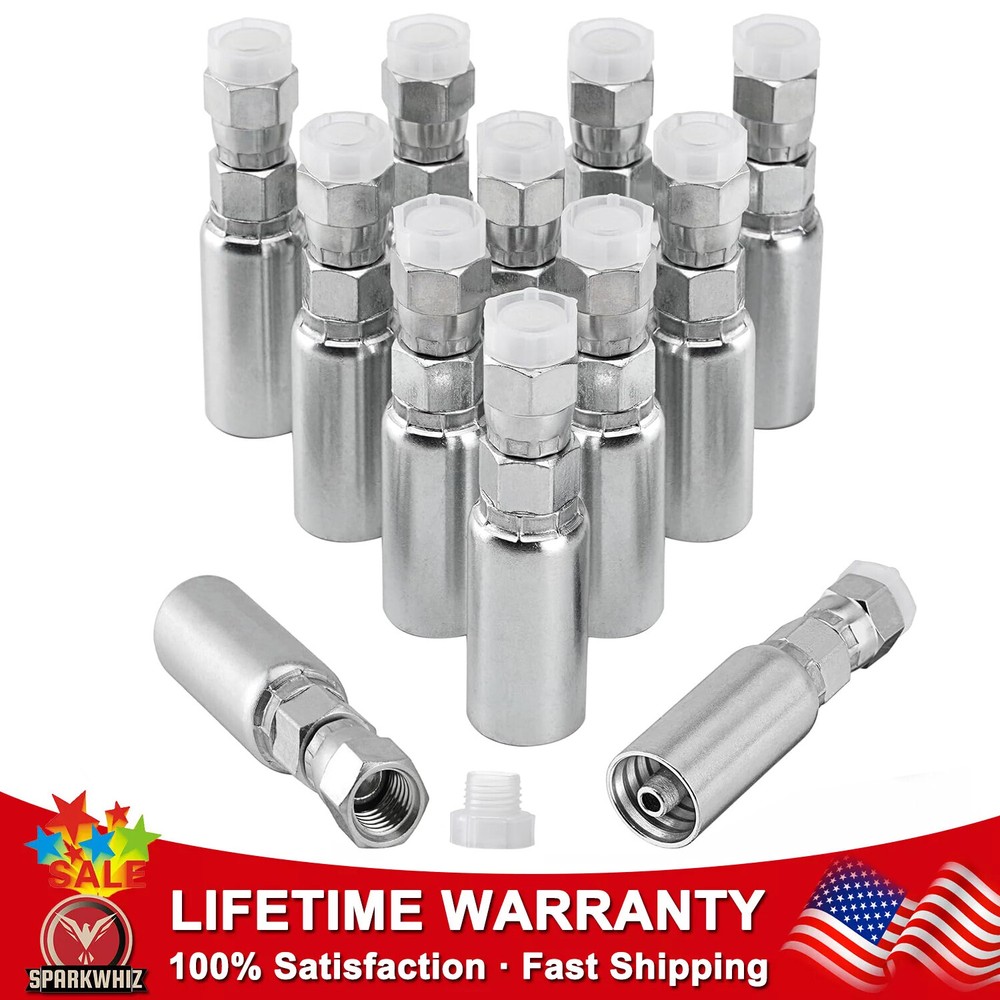 12PCS 1/4″ Hydraulic Hose Fittings 1/4″x1/4″ JIC 37° Female w/ Protection Cover