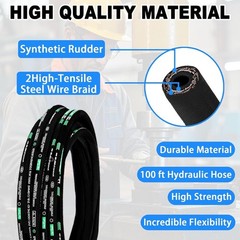 100ft 3/8 Smooth hydraulic hose 20PCS Two Types NPT/JIC Male hydraulic fittings