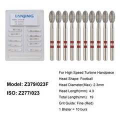 Dental Zirconia Diamond Burs FG Round End Taper Cylinder Football Fine Medium