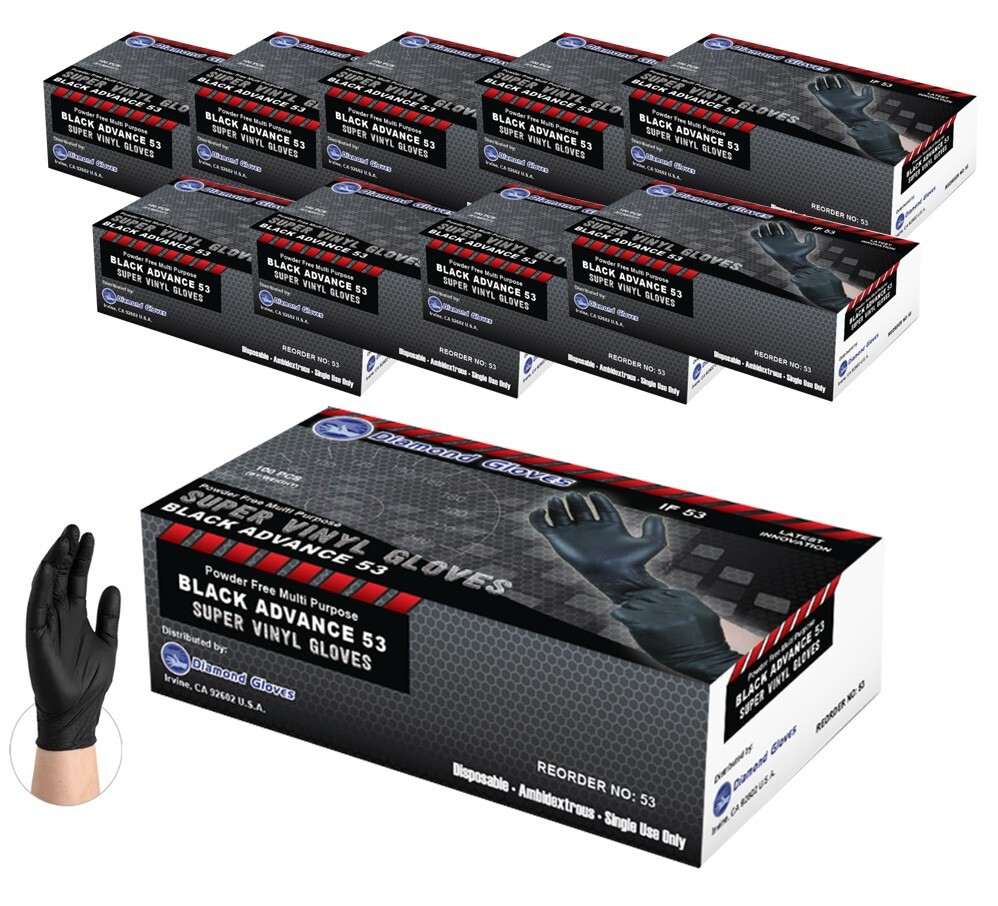 Premium Heavy Duty Nitrile Black Vinyl Gloves 5 Mil Powder-Free Case of 1000 New