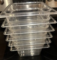 6 Each True Clear Food Pan 1/6 Size 4” Deep NSF Commercial Prep Polycarbonate