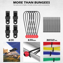 60PCS Bungee Cords Assorted Sizes Heavy Duty Elastic Tie Down Hooks Set