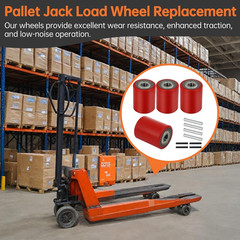 Pallet Jack Load Wheels 3″ x 3.75″ with Bearings – 2 Pair Replacement Set