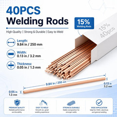 40 Sticks Brazing Rods AWS Bcup-5 15% Silver Solder Phos Copper Brazing Alloys F