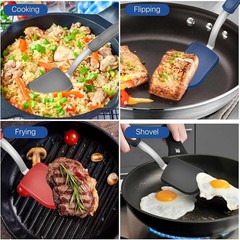 4 pcs Silicone Spatula, Heat 9.69 x 2.56 x 0.01, Gray, Blue, Black, Red