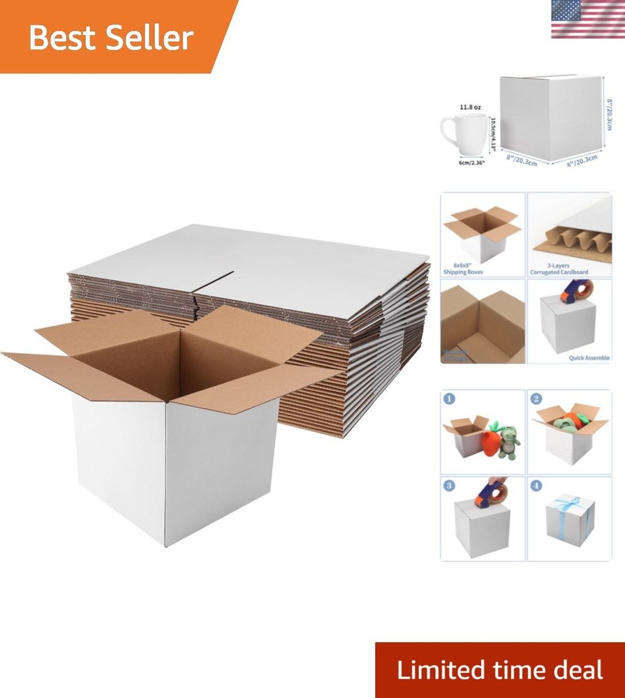 Versatile 25-Pack of 8x8x8 Shipping Boxes – Perfect for Crafting and Unboxing