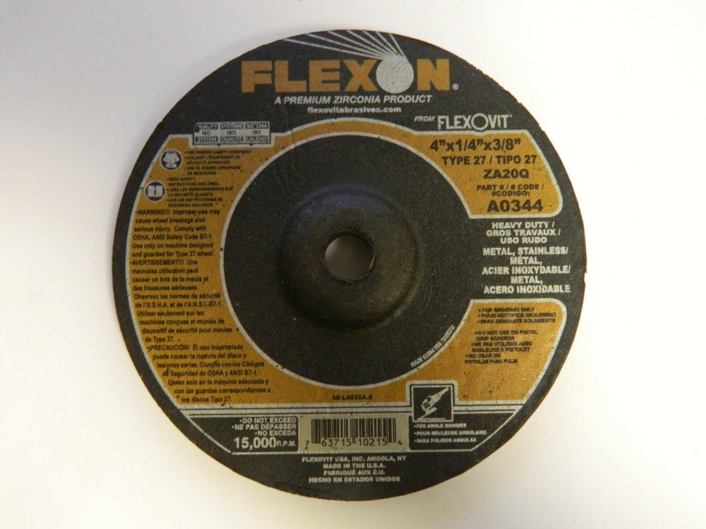 Flexon 4" Wheel Diam 1/4" WT 3/8" AH Type 27 Depressed Center Whe
