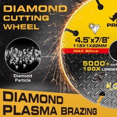 3 Pack 4.5″ Diamond Cut Off Wheel 7/8 Arbor Metal Cutting Disc Rebar Steel INOX