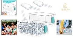 Clear Plastic Freezer Ice Bin with Scoop Set 4 Pieces Blue