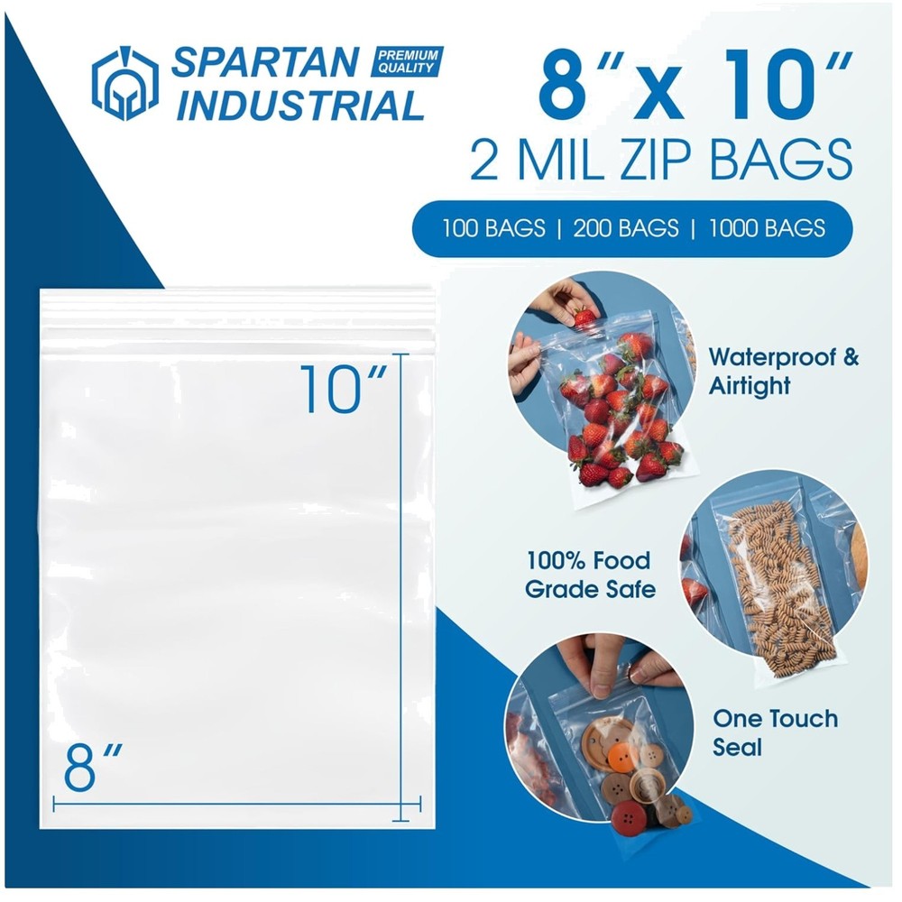 8×10 Clear Resealable Zip Plastic Bags – 1000 Pack^-
