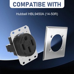 2 Gang Single Hole Outlet Cover Wall Plate& 4 Screws for Hubbell HBL9450A 14-50R