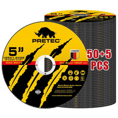 Cut off Wheels 5″, PRETEC 50+5 Pack Metal Cutting Wheel,Thin 125Mm Metal & Stain