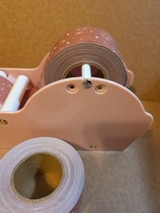 Desktop Water Activated Tape Dispenser With 2 Rolls Of Paper Tape Pink