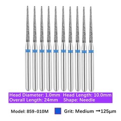 10/pk Vakker Dental Needle FG Diamond Burs 859-010M Medium Grit for High Speed