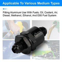 Black Aluminium -6 AN to AN6 Flare Inline Check Valve -Black