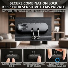 Fireproof Document Box with Lock Water Resistant File Organizer Case
