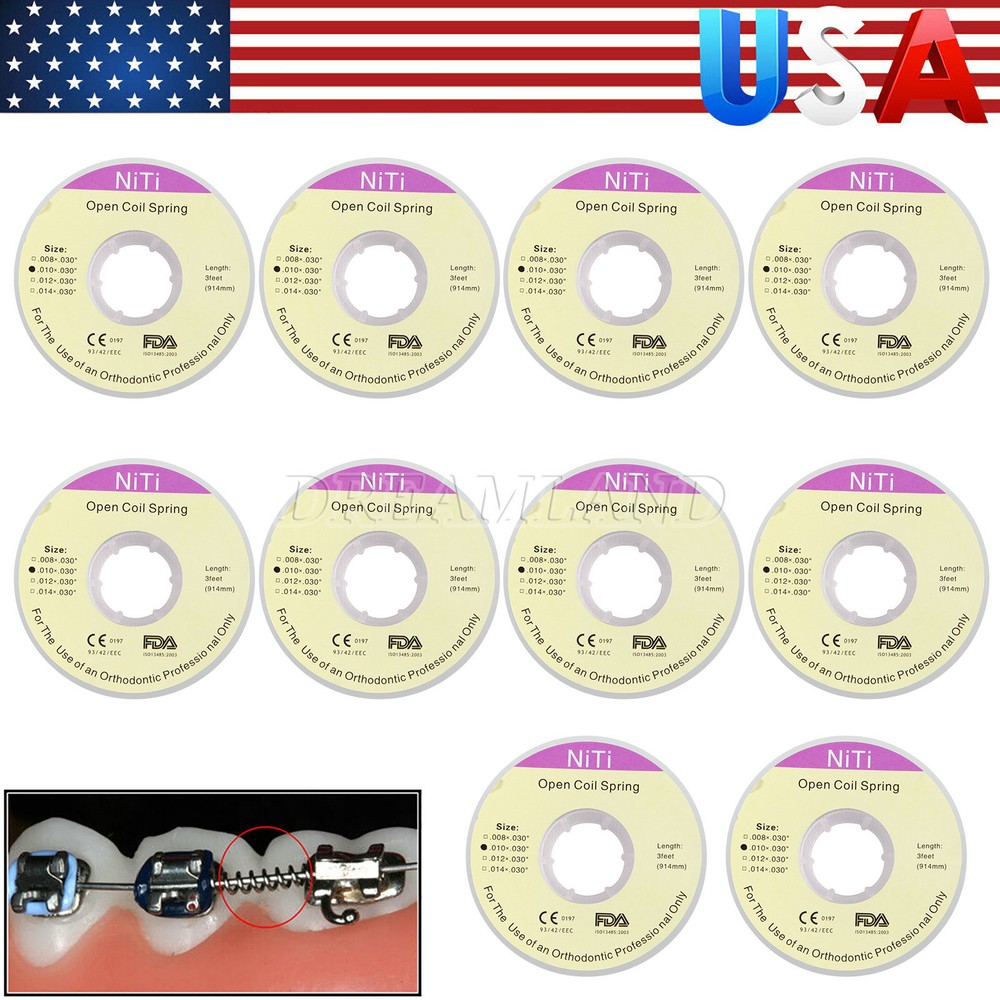 10 Roll Dental Orthodontic Niti Open Coil Spring Spool Dia.010 *030 ” inch 914mm