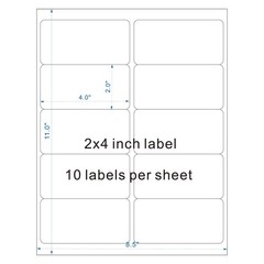 200 Pcs 4×2 Inch Glossy Vinyl Labels, Printable Waterproof Stickers, White
