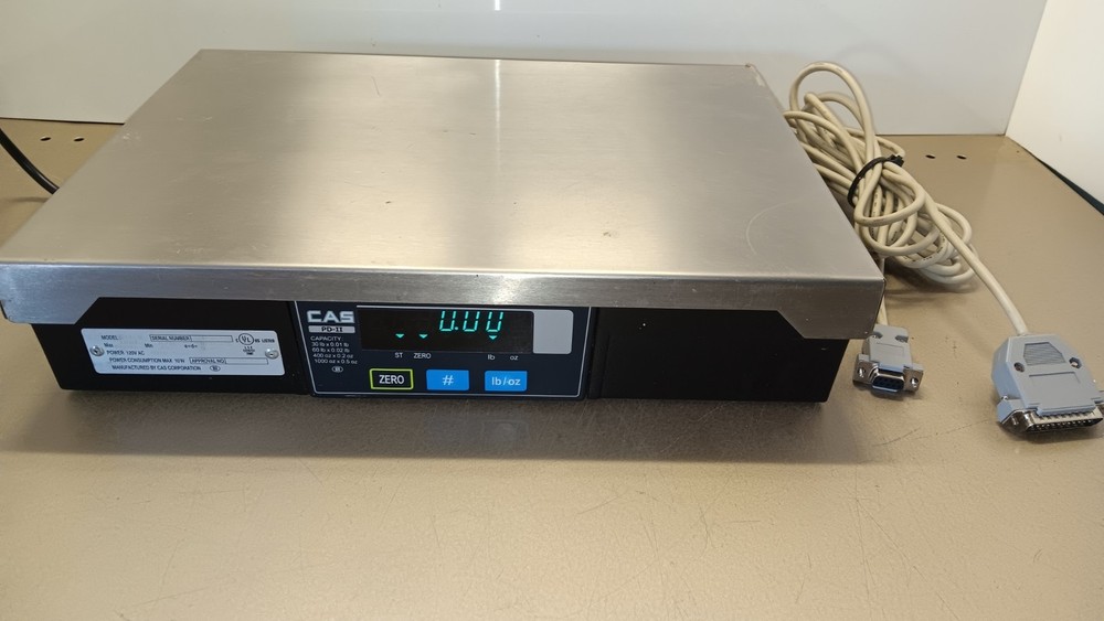 CAS PD-II Digital Scale 120V AC 60Hz 10W. 30-60 Pound Capacity. With Cords!