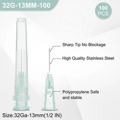 32 Gauge 1/2inch(13mm) 100-Pack Dispensing Needle with 32G 0.5 Inch (13MM)