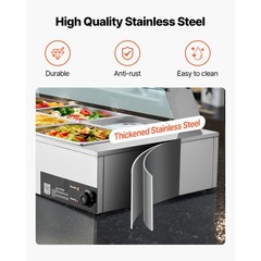 Uimoso Commercial Food Warmer 8-Pan 1700W Buffet Bain Marie with Glass Lid