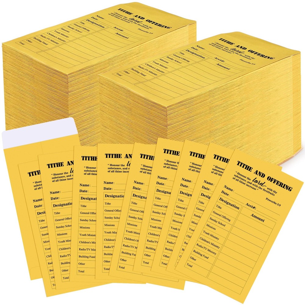 Woanger 1000 Pcs Tithes and Offering Envelopes 6.3 x x 3.5 inches, Yellow