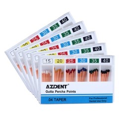 AZDENT Dental Endodontic Gutta Percha Points 0.04 Taper 15-40# 60pcs/pack