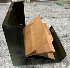 Vintage Asco Industrial Metal Book Storage Box w/Latch and Folder* Wear