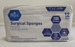 MED PRIDE 200 SURGICAL SPONGES 4″ X 4″ 12 PLY