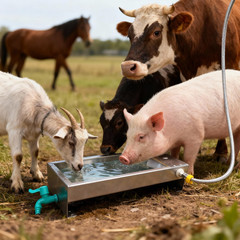 Automatic Livestock Water Trough 3 Gallons/12 Quart Livestock Animal Stainless S