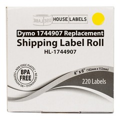 DYMO 1744907 COLOR 4XL 4×6 – 5 Rolls – 2 each: YELLOW 1 each: BLUE GREEN ORANGE